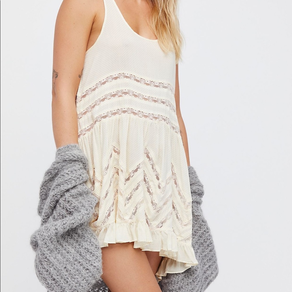 Voile and Lace trapeze slip